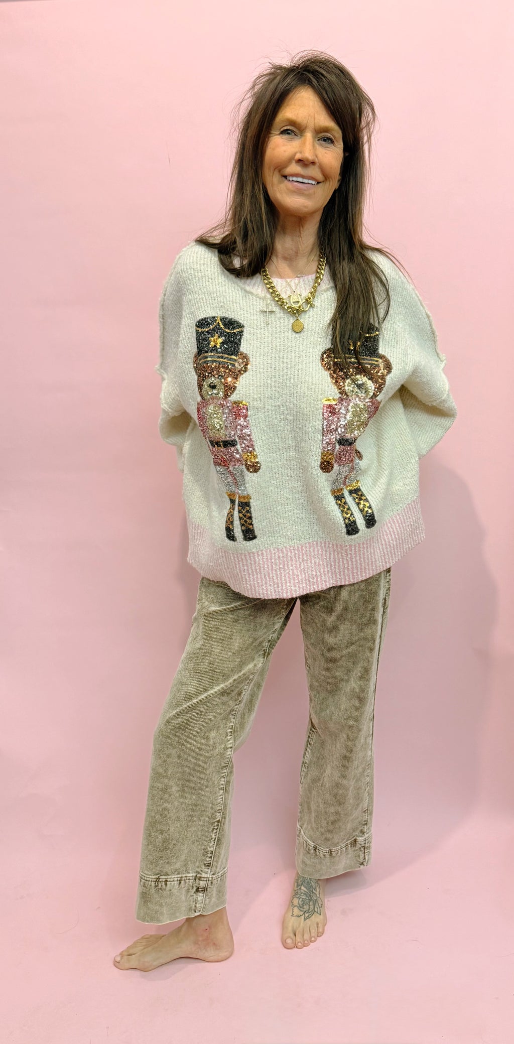 Sequin Bear Nutcrackers Sweater
