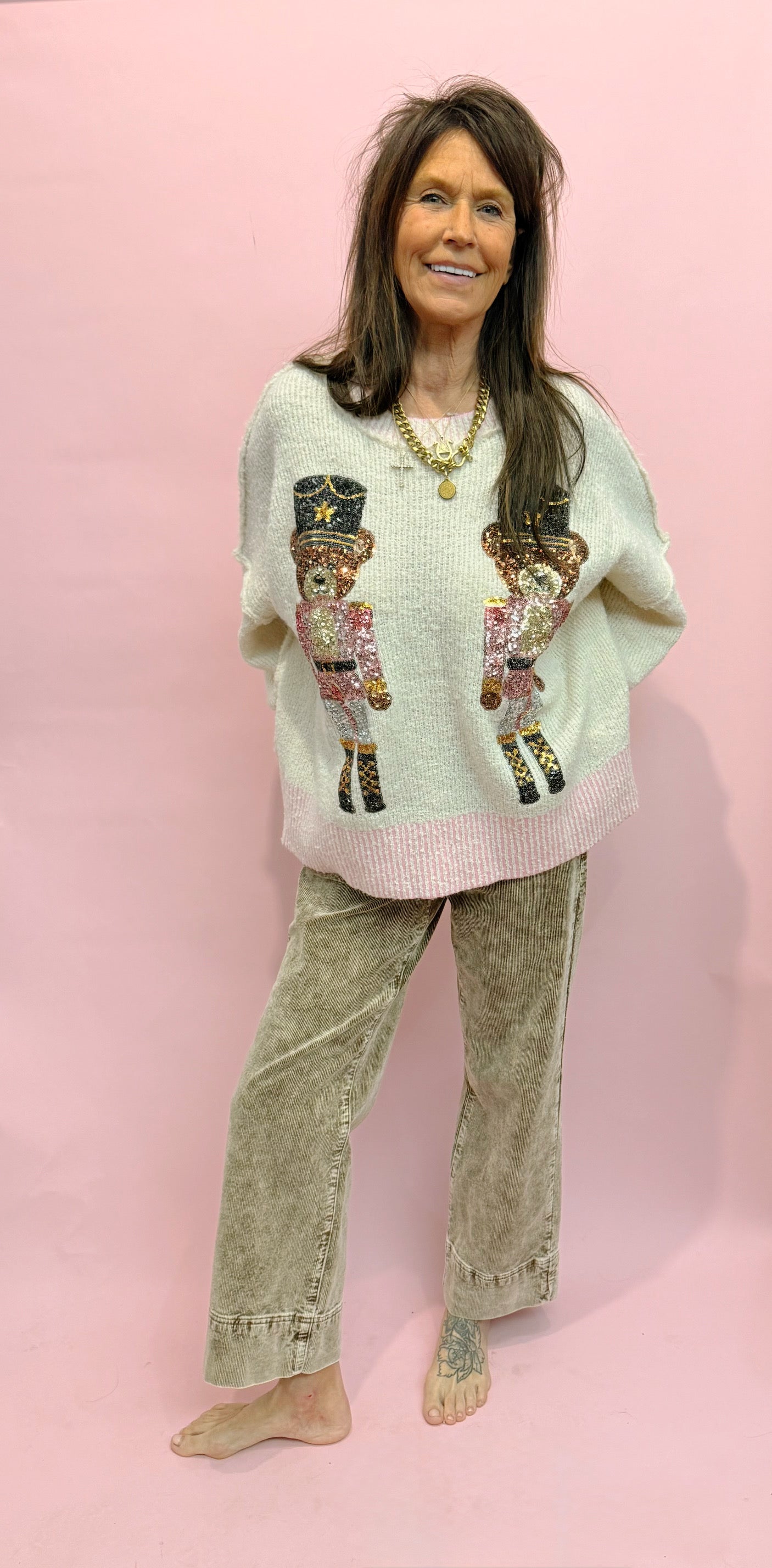 Sequin Bear Nutcrackers Sweater