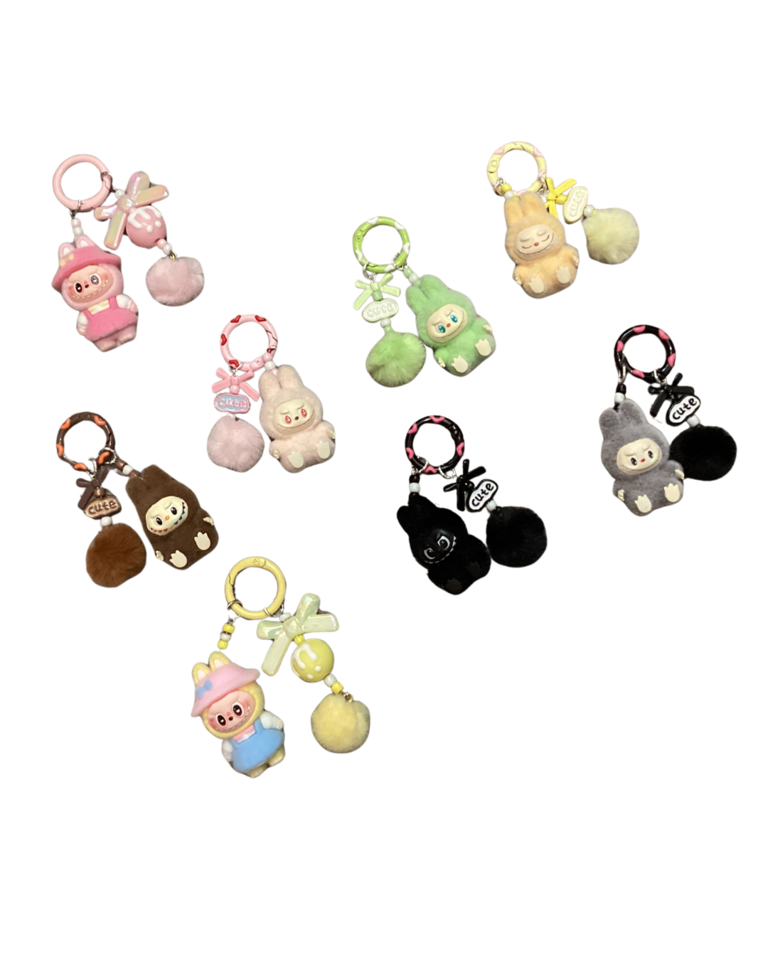 Mini Labubu Puff Ball Keychains