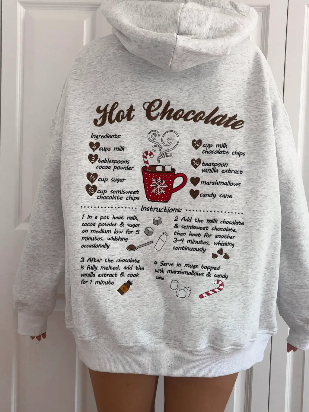Hot Chocolate Recipe Christmas Embroidered Sweatshirt