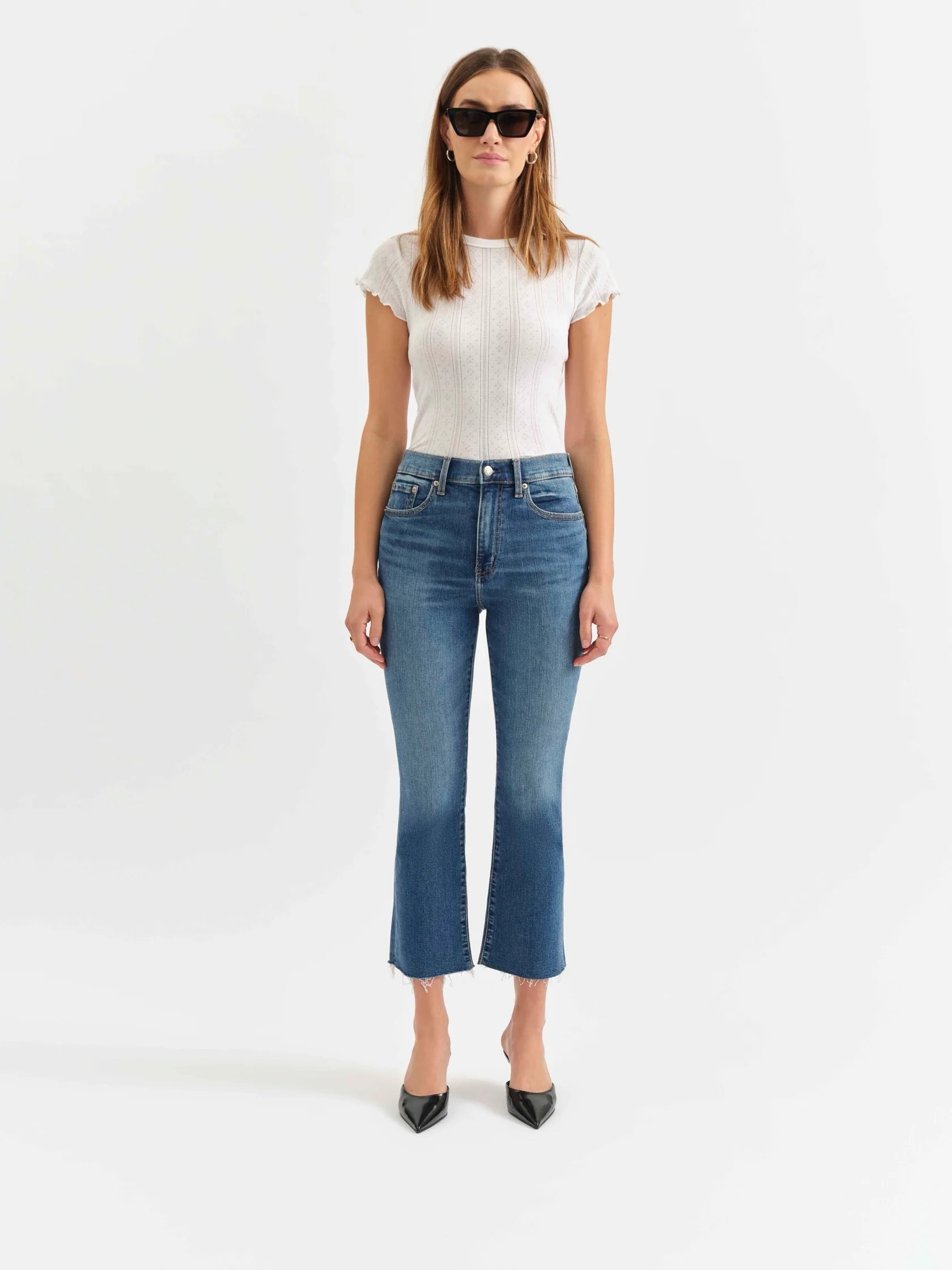 Daze Denim Shy Girl Crop Flare in Influencer