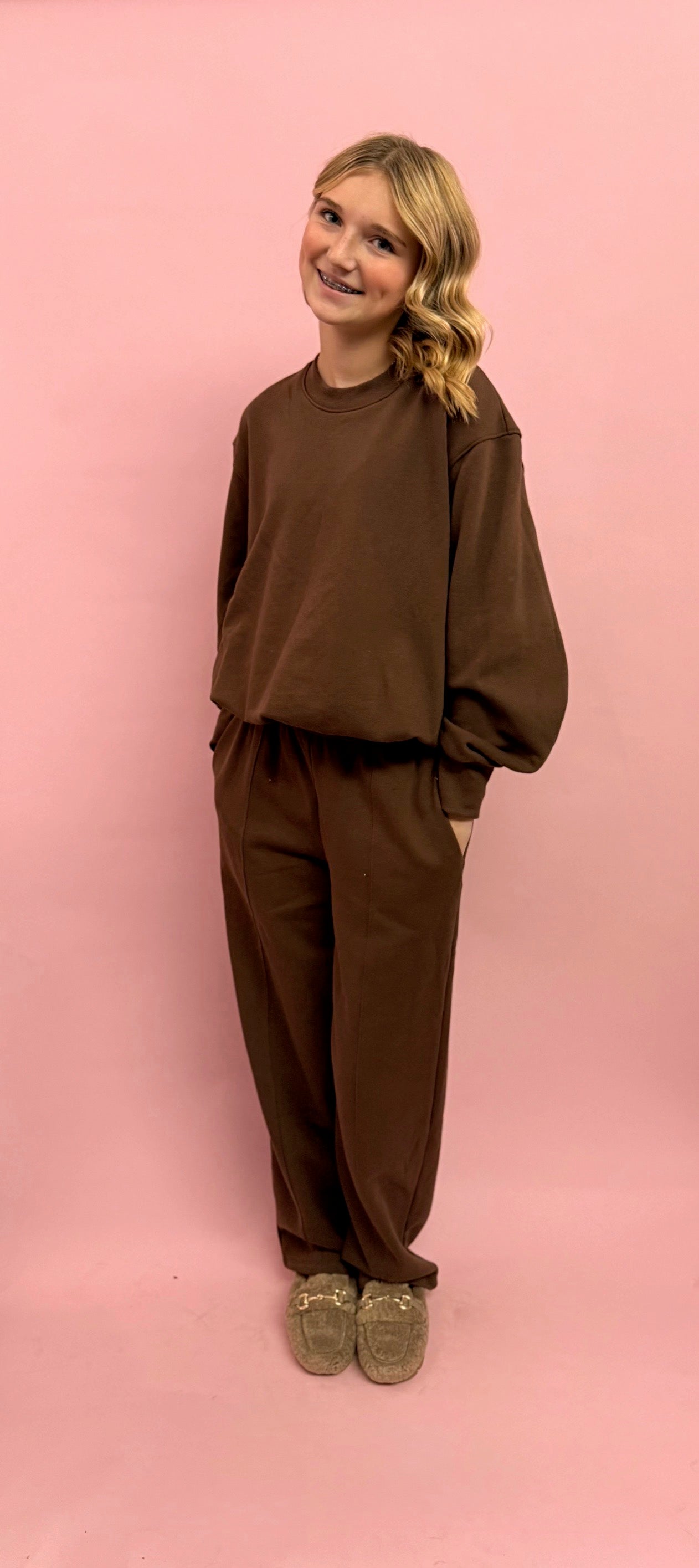 Bubble Hem Sweatshirt and Barrel Sweatpant Set