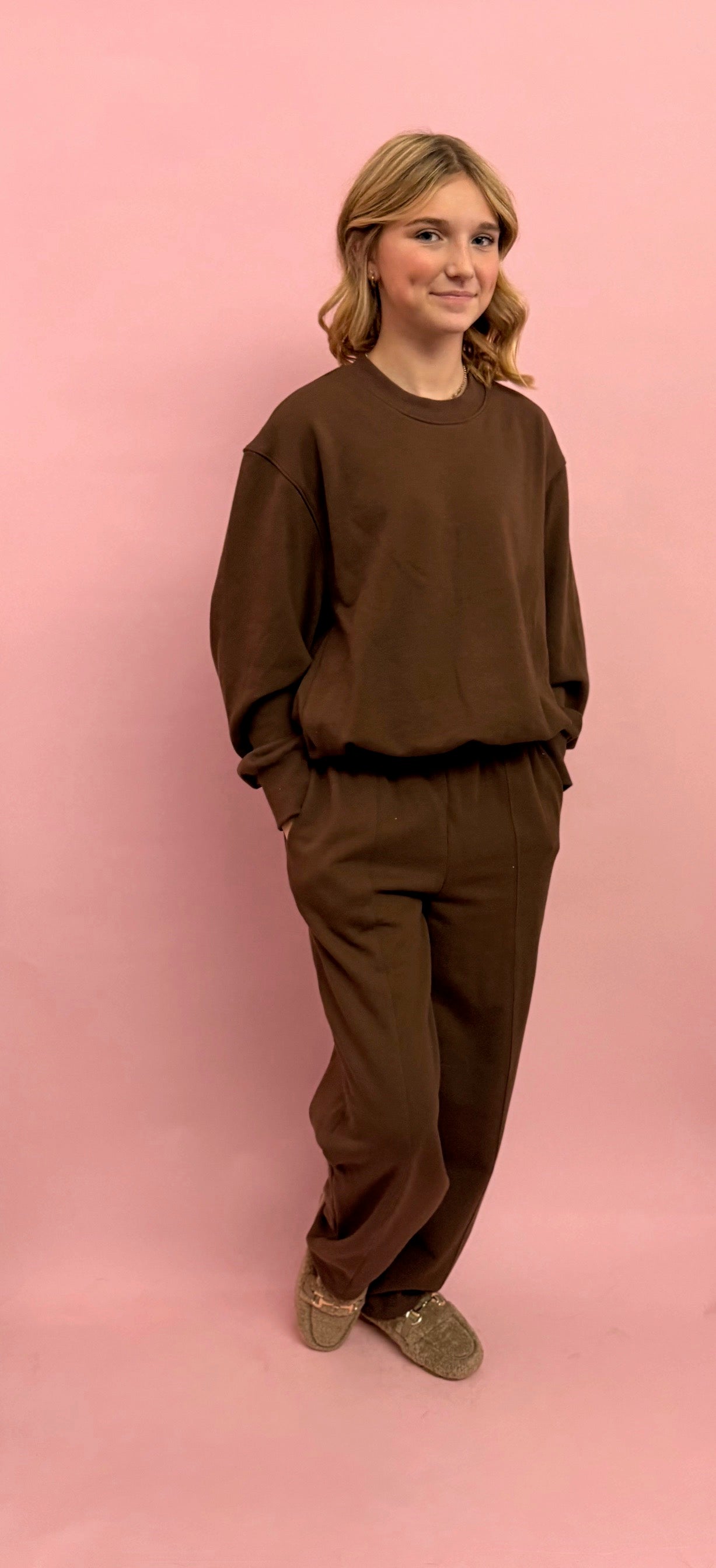 Bubble Hem Sweatshirt and Barrel Sweatpant Set