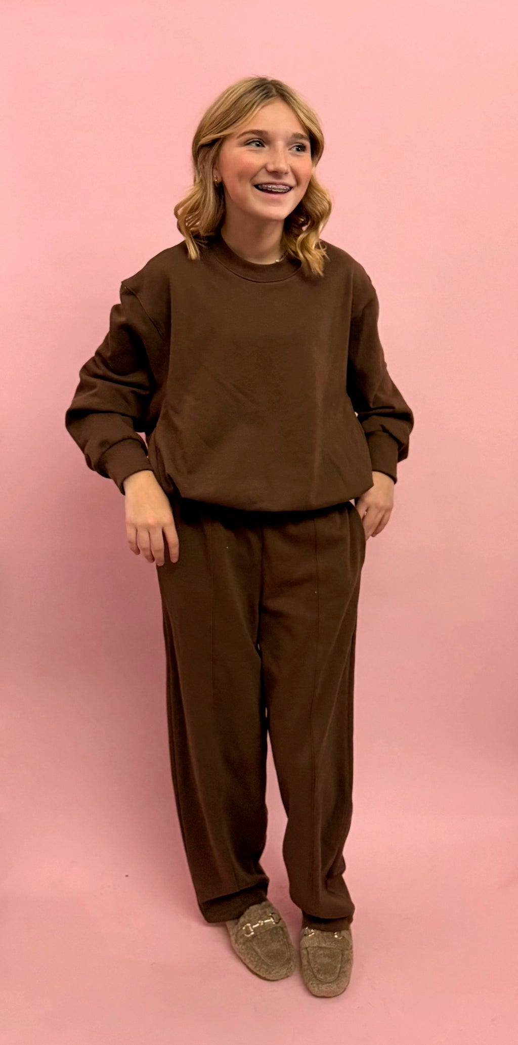 Bubble Hem Sweatshirt and Barrel Sweatpant Set