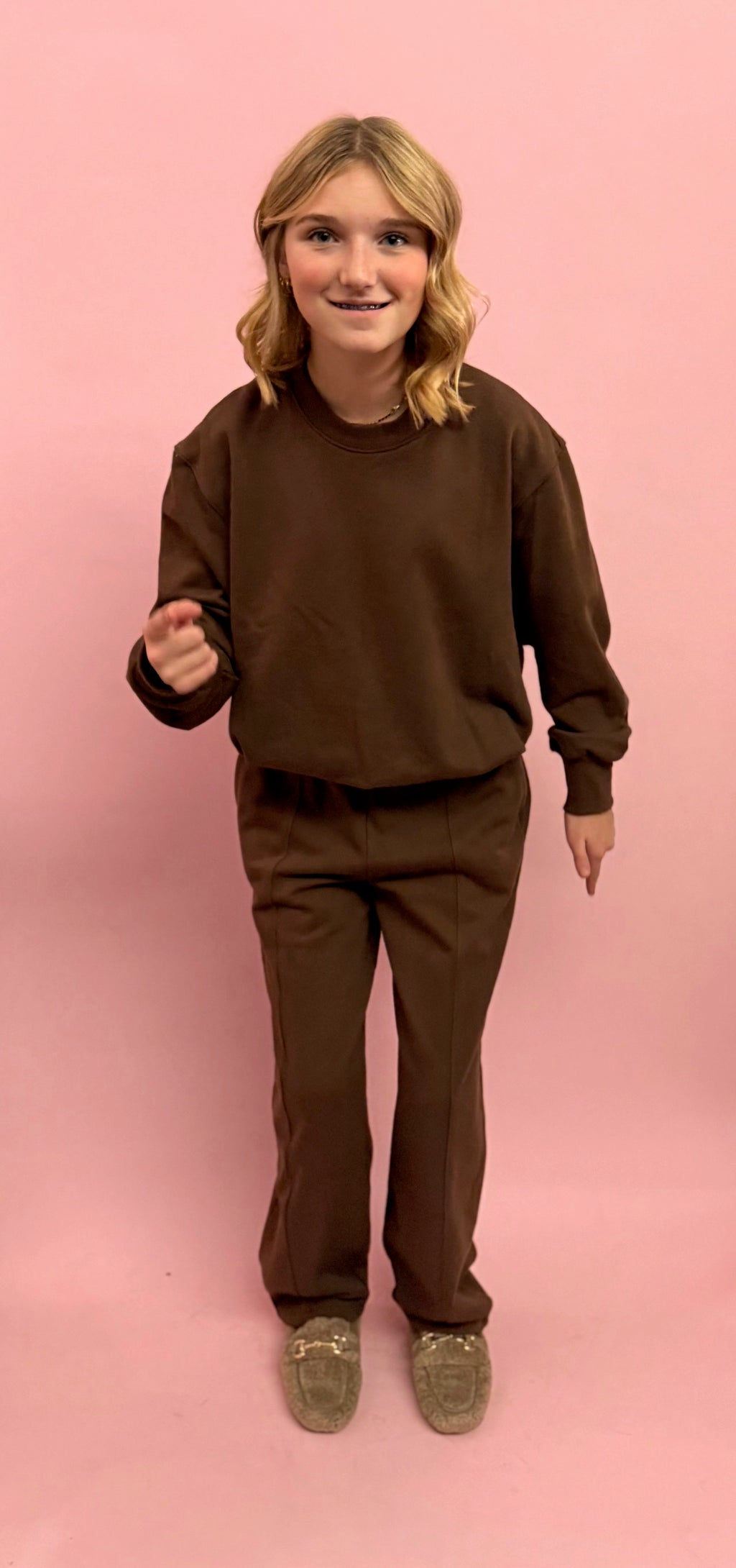 Bubble Hem Sweatshirt and Barrel Sweatpant Set