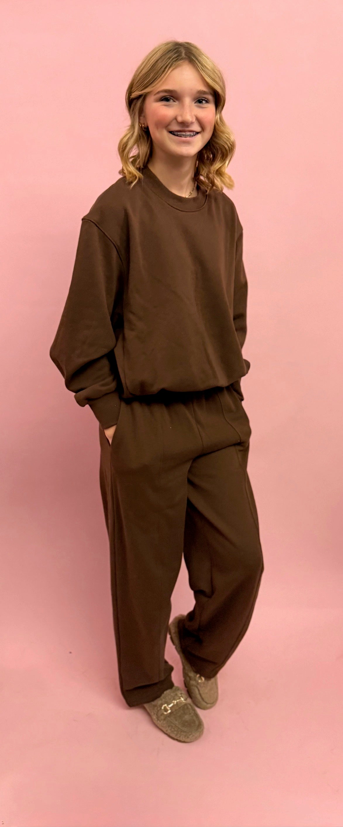 Bubble Hem Sweatshirt and Barrel Sweatpant Set