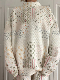 Christmas Patchwork Quilted Mockneck Pullover