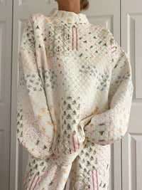 Christmas Patchwork Quilted Mockneck Pullover