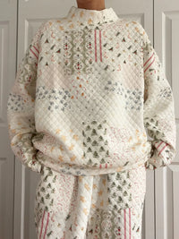 Christmas Patchwork Quilted Mockneck Pullover