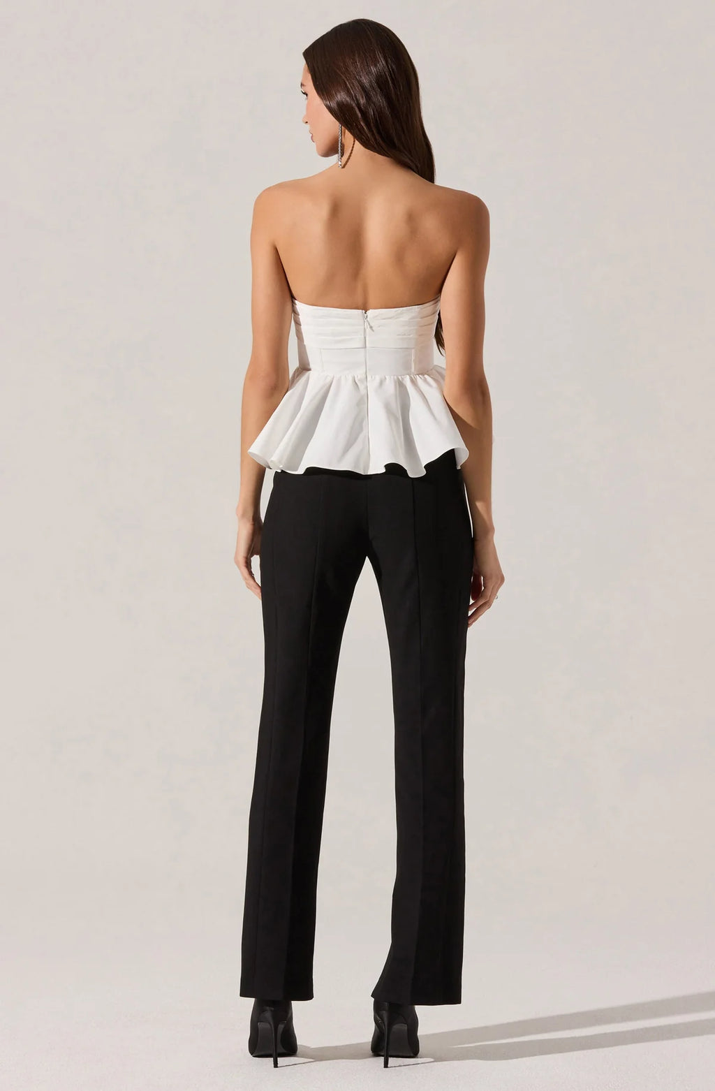 Melia Strapless Pleated Peplum Top