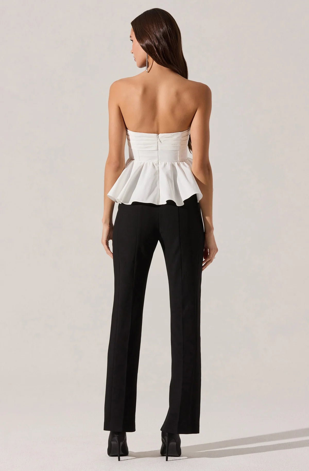 Melia Strapless Pleated Peplum Top