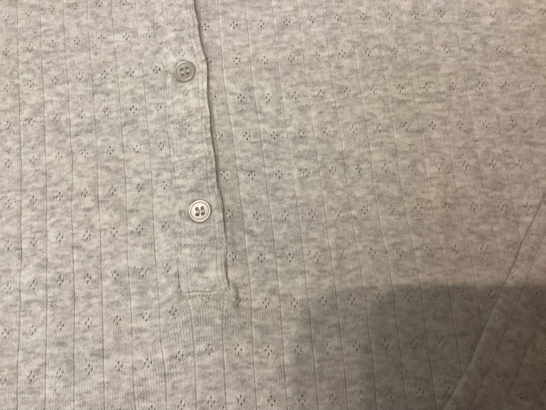 Pointelle Knit Ribbed Henley Top