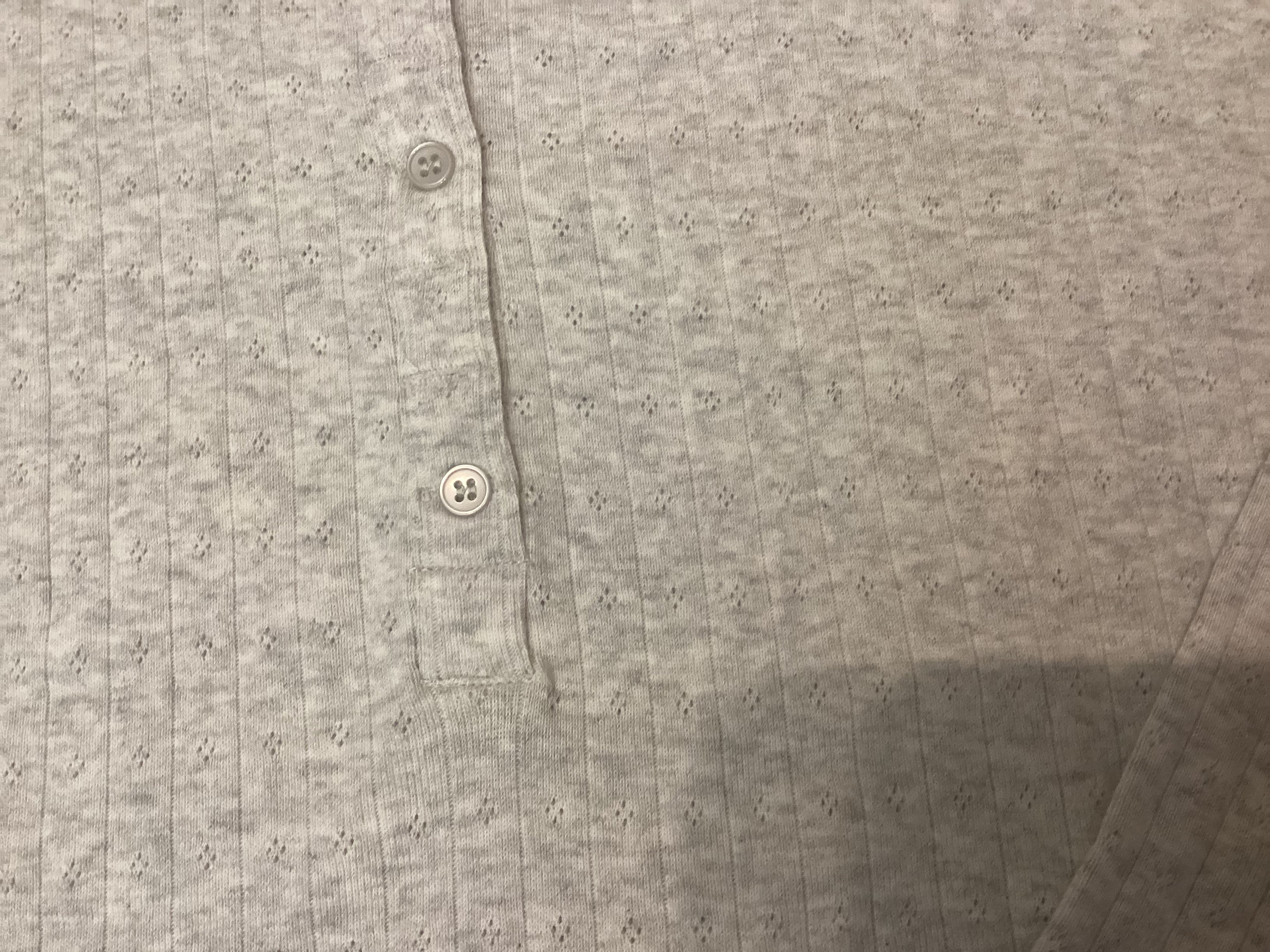 Pointelle Knit Ribbed Henley Top