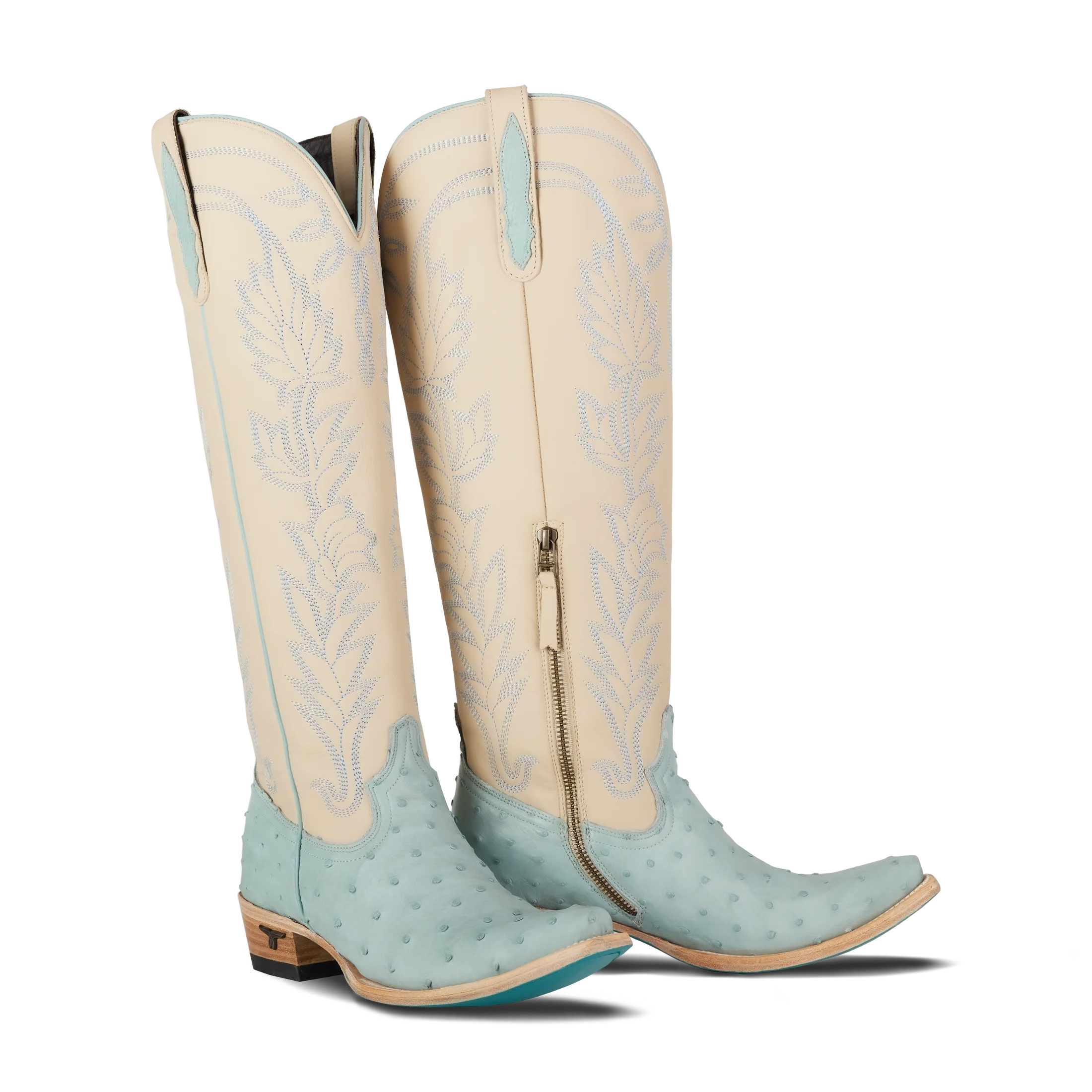 LANE Sandaga Knee High - Powder Blue Ostrich