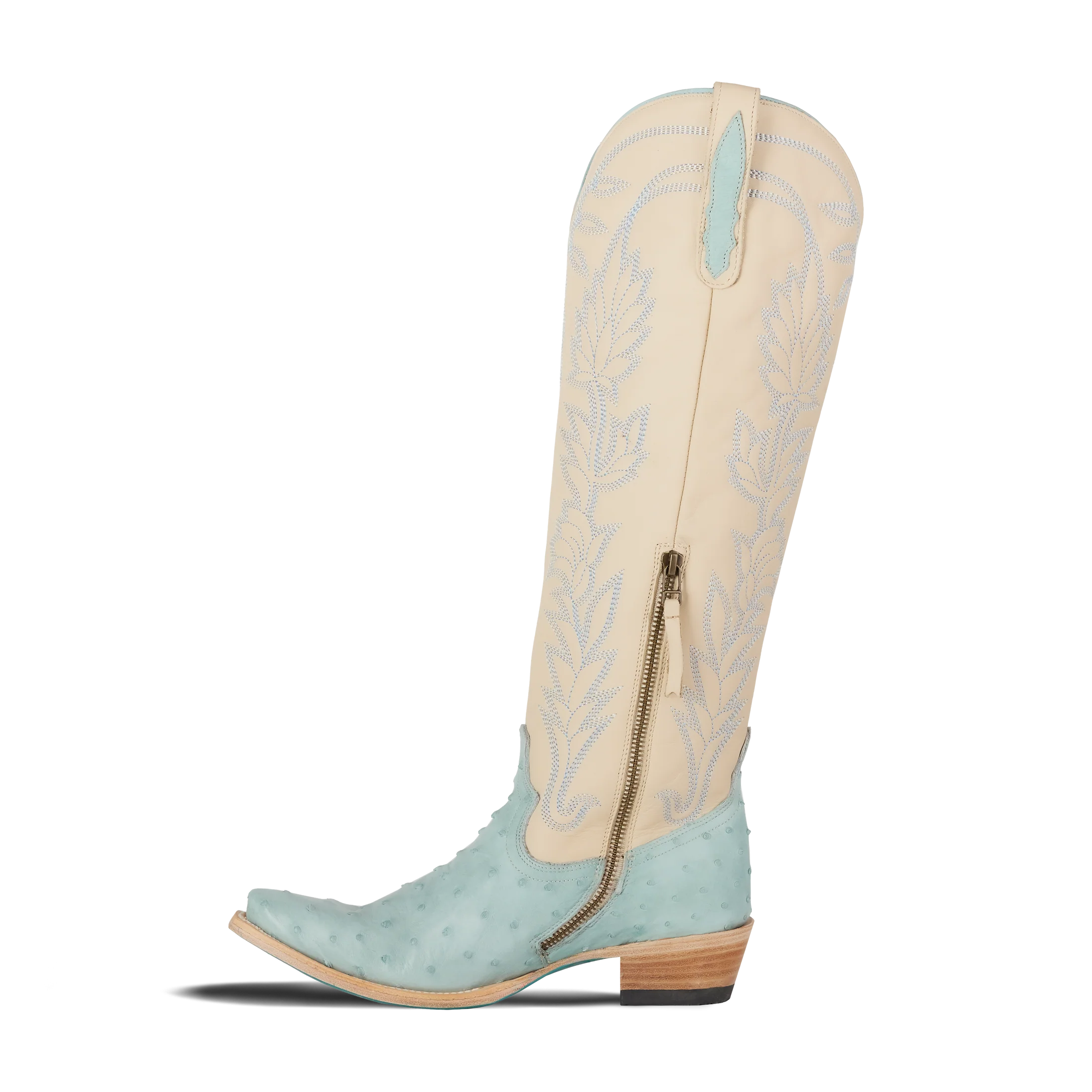 LANE Sandaga Knee High - Powder Blue Ostrich