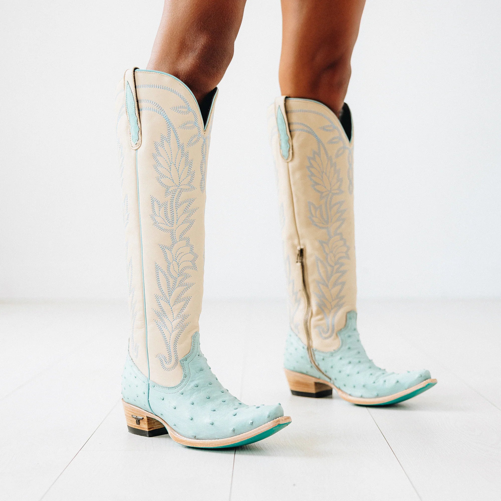LANE Sandaga Knee High - Powder Blue Ostrich