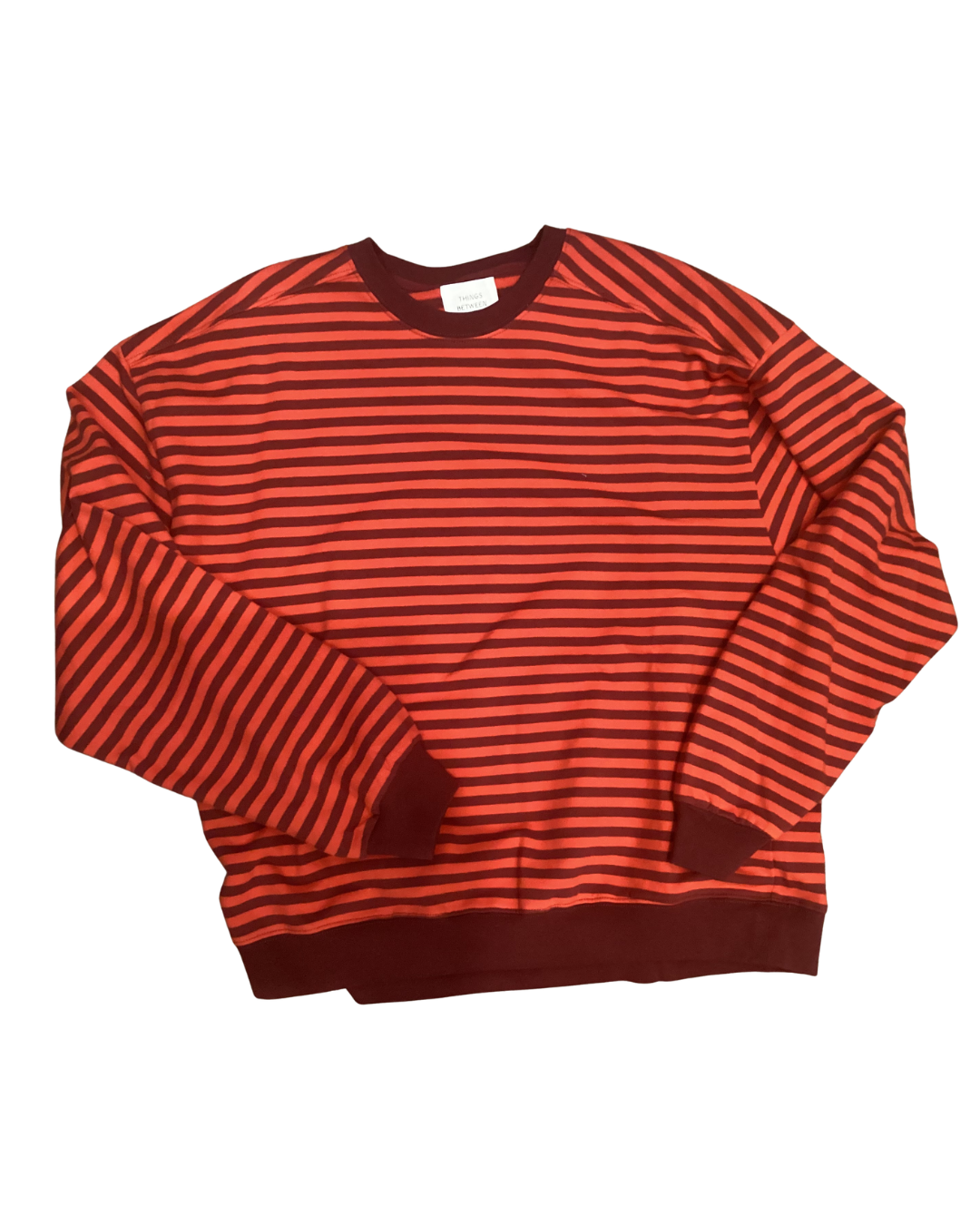 Oversized Burgundy Stripe Crewneck Sweatshirt