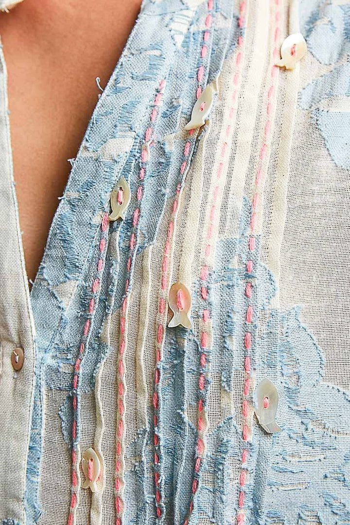 Close up of embroidered dress 