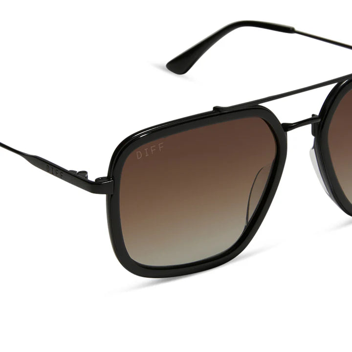 Black sunglasses with gradient lenses on white background