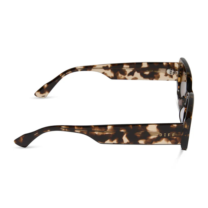 Sunglasses with tortoiseshell frame on a white background