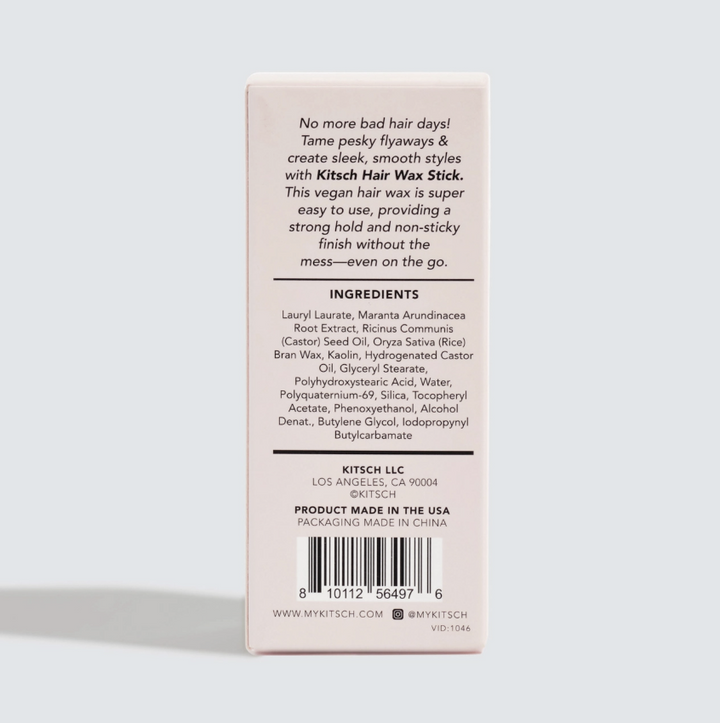 Back of hair wax stick packaging on plain background