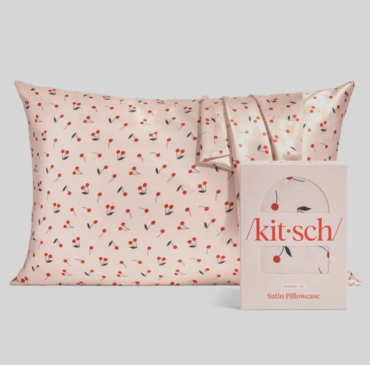 Satin pillowcase with cherry pattern and &