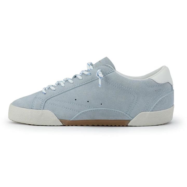 Light blue sneaker with white sole on a white background
