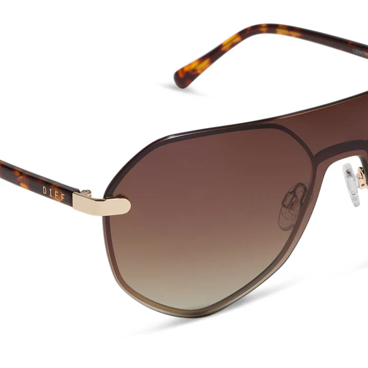 Brown sunglasses on white background
