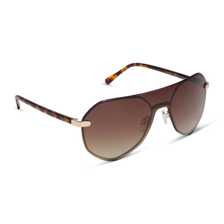 Brown sunglasses on white background