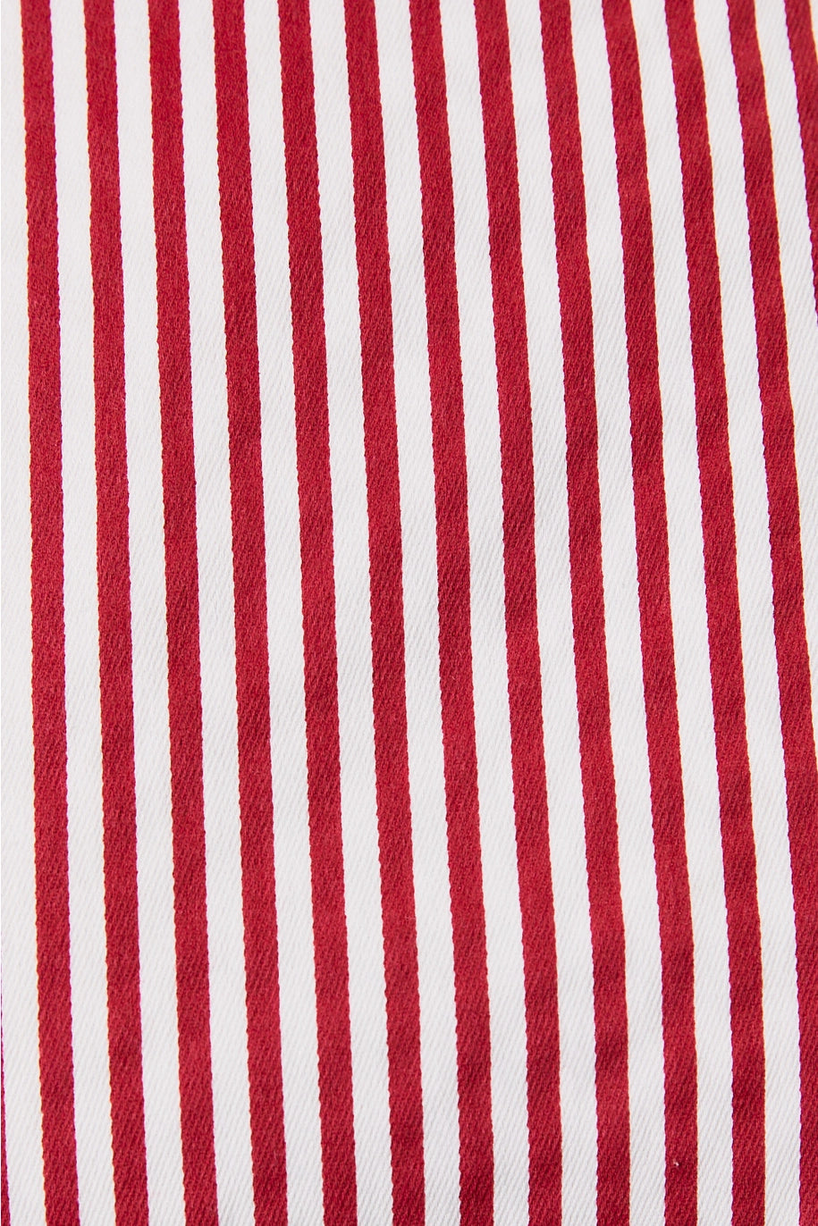 Close-up of red and white striped fabric