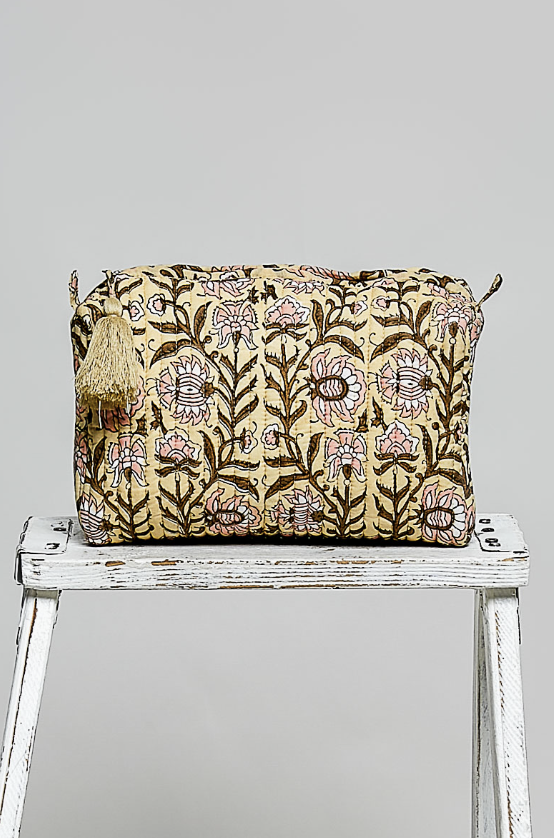 Quilted pouch on white background