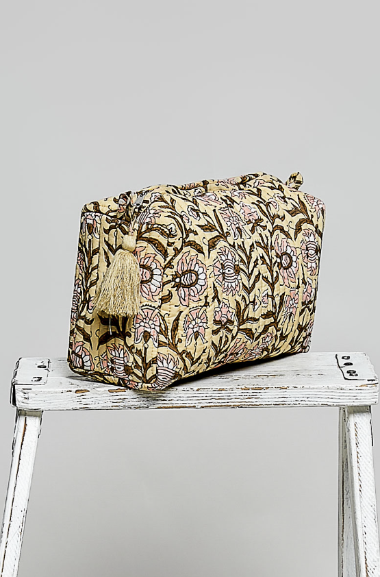 Quilted pouch on white background