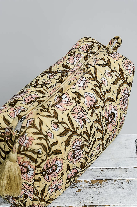 Quilted pouch on white background
