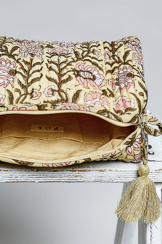 Quilted pouch on white background