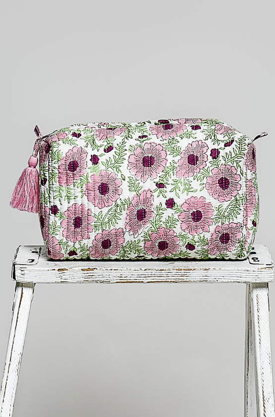 Quilted pouch on white background