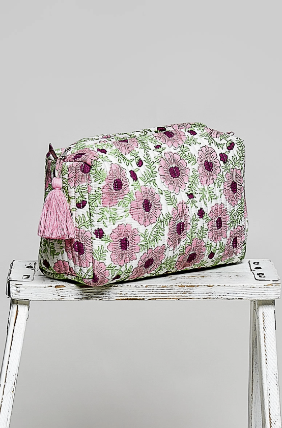 Quilted pouch on white background