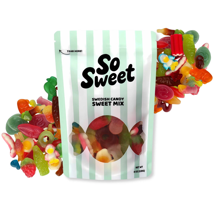 Packaged Swedish candy mix with &