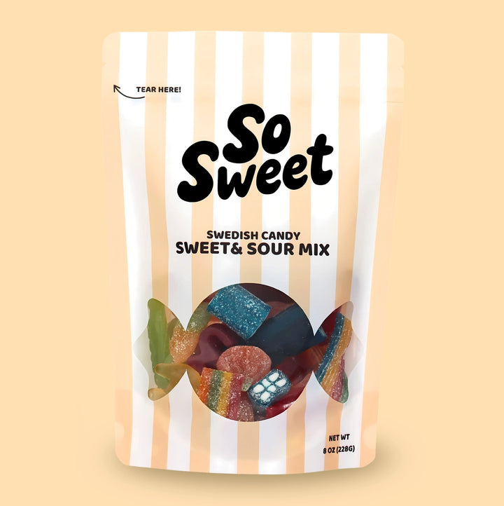 Packaged Swedish candy mix with &