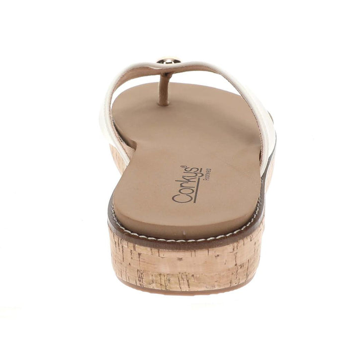 Flip-flop sandal with cork sole on a white background