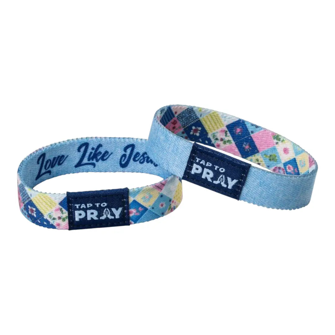 Two colorful wristbands with text on a white background