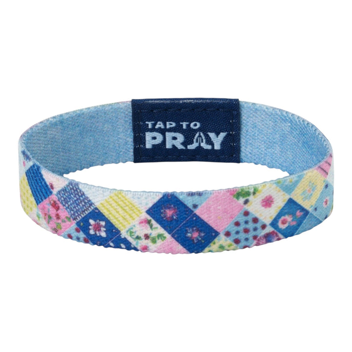 Patchwork patterned wristband with &