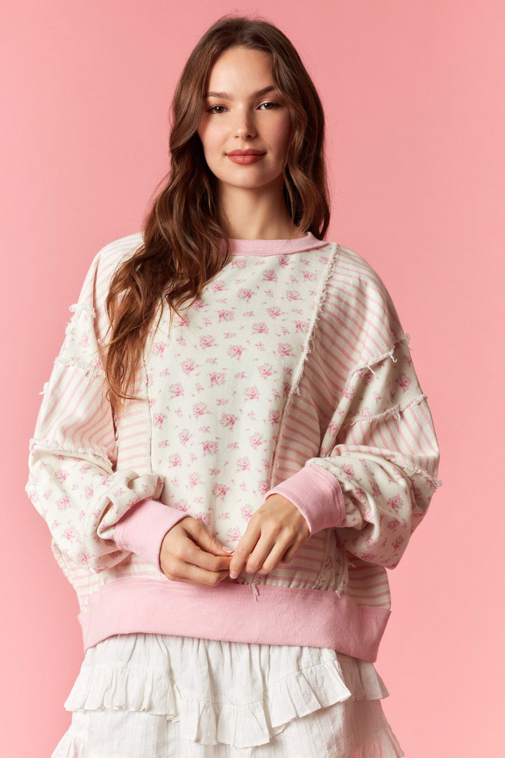 Petal &amp; Pinstripe Pullover