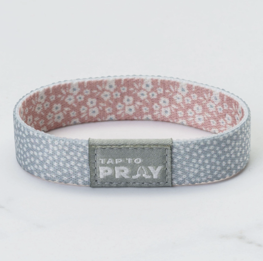 Fabric bracelet with floral pattern and &