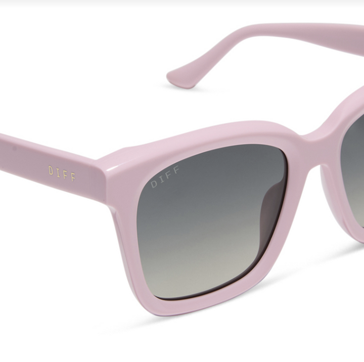 Pink sunglasses with gradient lenses on a white background