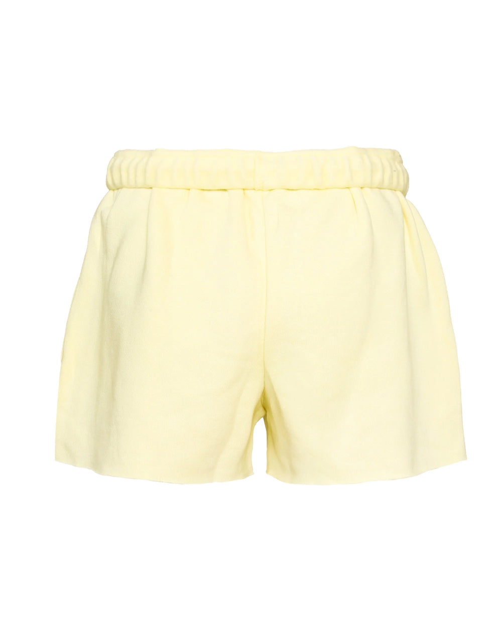 Butter yellow shorts on plain background