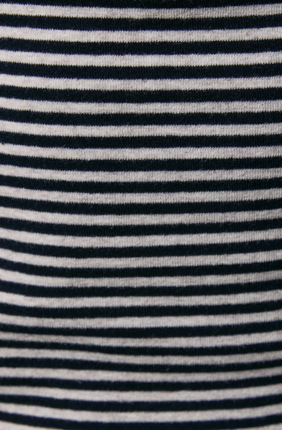 Close-up of a fabric with black and white horizontal stripes