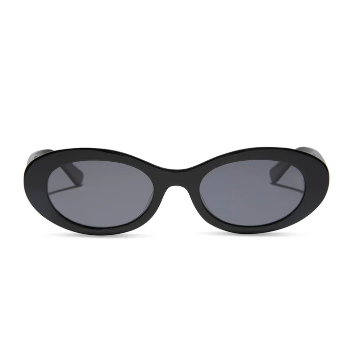 Black sunglasses with grey lenses on white background