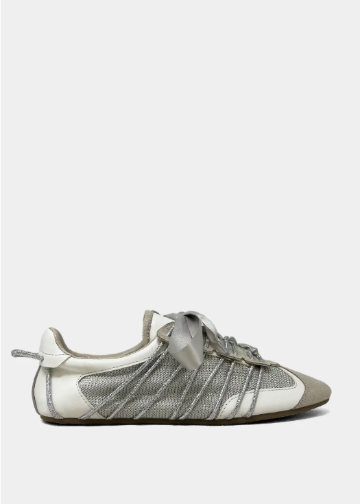 Gray and white sneaker on a white background