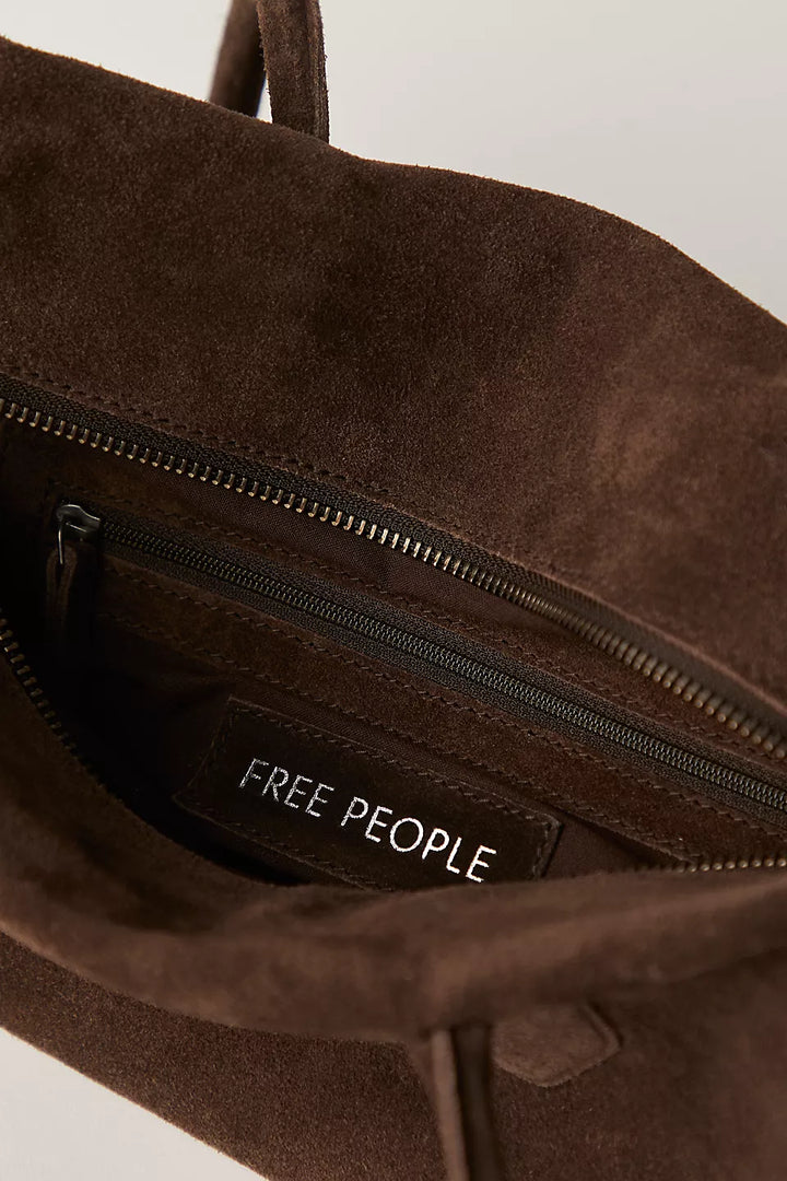 Brown suede bag with &