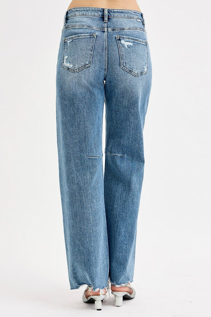 Light blue jeans on a white background